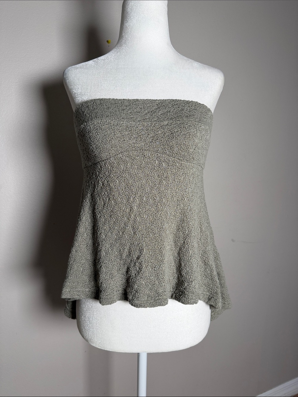 NWOT Free People Strapless Tie-Back Saga Textured Top